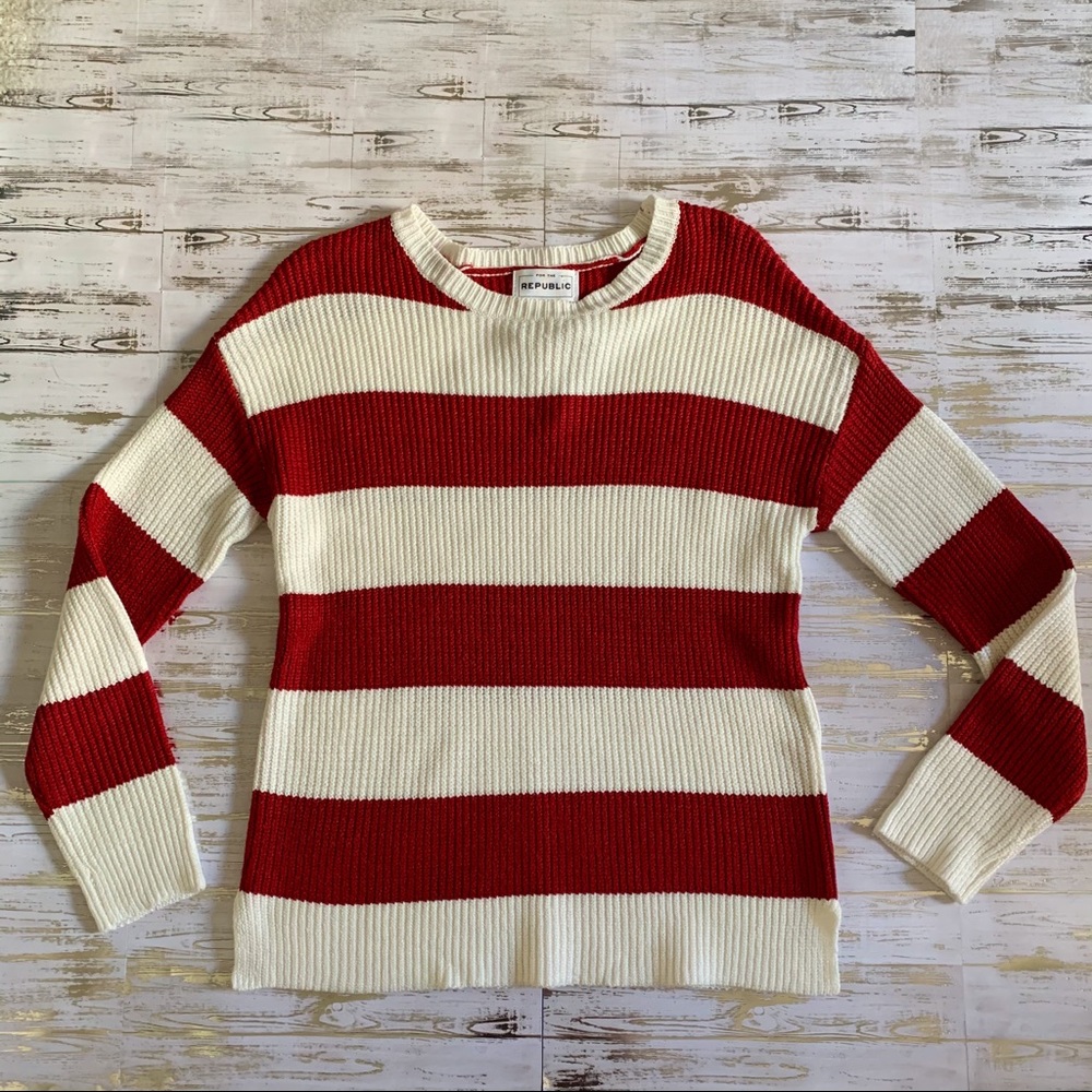 For the Republic Red and White Striped Sweater